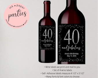 Birthday - ANY AGE - Wine Labels Wrappers Party Favors Favor Personalized Custom - We Print & Mail to You! -