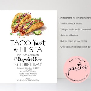 Taco Invitation - Bridal Shower Birthday, Baby Shower, Wedding, Retirement Party - Fiesta Party Invitations - Mexican Fiesta Invitations