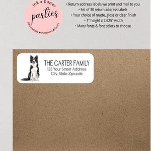 Border Collie Dog Puppy Animals Pets Pet Return Address Labels Personalized Custom ~ We Print and Mail to You