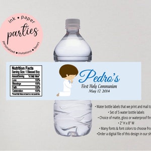 First Communion, Baptism, Confirmation Label - Water Bottle Party Favors - Water Bottle Labels - Water Bottle Wrappers - Communion Favor