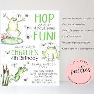 Frog Invitation - Frogs, Toads Birthday Party Invitations - Personalized Toad, Frog Party Invitations