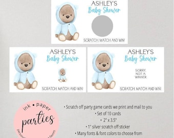 Teddy Bear Scratch Off Cards - Baby Shower Party Game - Scratch Off Tickets - Baby Shower Scratch Off Card - Personalized Baby Shower Ticket
