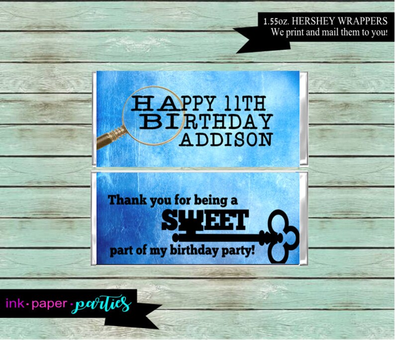 Escape Room Mystery Puzzle Game Detective Birthday Party Candy Wrappers Favors Personalized Custom Design We Print And Mail To You Party Favors Games Paper Party Supplies Cospicon Com