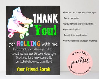 Skating Roller Skate Skates Birthday Party Thank You Note Cards ~ We Print and Mail to You