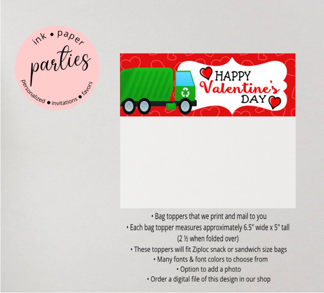 Garbage Trash Truck Valentine's Day Kids Valentine Candy Etsy