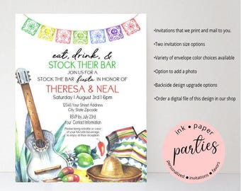 Stock the Bar - Mexican Fiesta - Margarita, Taco - Party Invitations - Personalized Invites ~ We Print and Mail to You