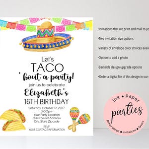 Fiesta Invitation - Mexican Fiesta Invitations - Fiesta Birthday Party, Retirement Party, Bridal Shower, Baby Shower Party Invitations