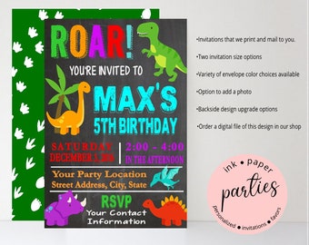 Dinosaur T-Rex Dinosaurs Birthday Party Invitations Invites Personalized Custom ~ We Print and Mail to You