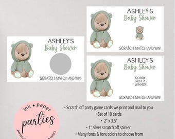 Teddy Bear Scratch Off Cards - Baby Shower Party Game - Scratch Off Tickets - Baby Shower Scratch Off Card - Personalized Baby Shower Ticket