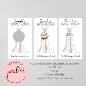Find the Bouquet - Bride To Be - Bridal Shower, Bachelorette, Wedding Favors - Party Game - Scratch Off Tickets Cards