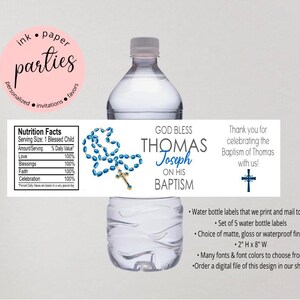 First Communion, Baptism, Confirmation Label - Water Bottle Party Favors - Water Bottle Labels - Water Bottle Wrappers - Communion Favor