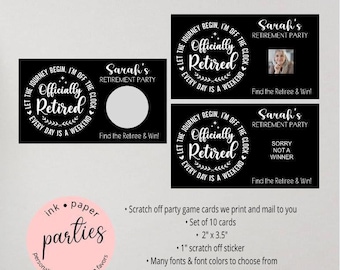 Officially Retired, Retirement - Scratch Off Game Cards - Graduation Scratch Off Tickets - Graduation Party Favor Games
