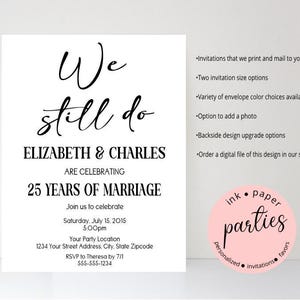 We Still Do Invitation - Anniversary Invitation - Wedding Invitations - Anniversary Vow Renewal Invitations - Anniversary Party Invitations
