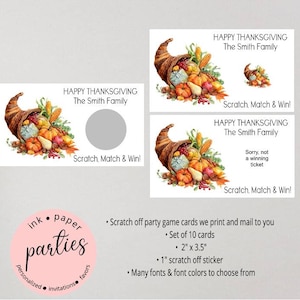 Thanksgiving Scratch Off Cards - Turkey Scratch Off Tickets - Thanksgiving Party Favors - Thanksgiving Turkey Party Scratch Off Favor Game