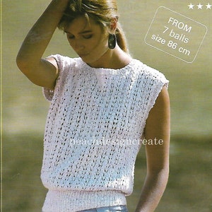 PDF summer lacy sleeveless cotton knitting pattern, women&#39;s ladies , sizes 32-42 inch, digital download