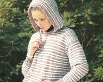 knitting pattern, women's, ladies, hoodie, sweater, pdf, digital download, instant download