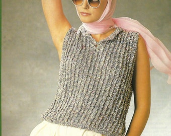 Modèle de tricot de débardeur en coton : femmes sans manches (téléchargement numérique)