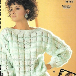 knitting pattern, teens ladies sweater, jumper, double knitting, sizes 30-40 in, pdf, digital download