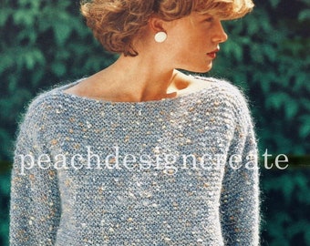 PDF knitting pattern, ladies, fashion, sweater, chunky, sizes 30-40 in, easy knit, digital download