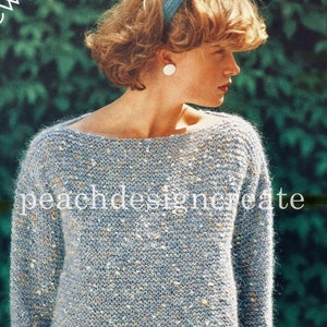 Knitting pattern, ladies, fashion, sweater, chunky, sizes 30-40 in, easy knit