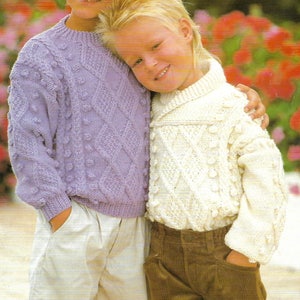 knitting pattern, children&#39;s, boy&#39;s, girl&#39;s, aran cable knit jumper, sweater, ages 1 to 10 years, pdf, instant download