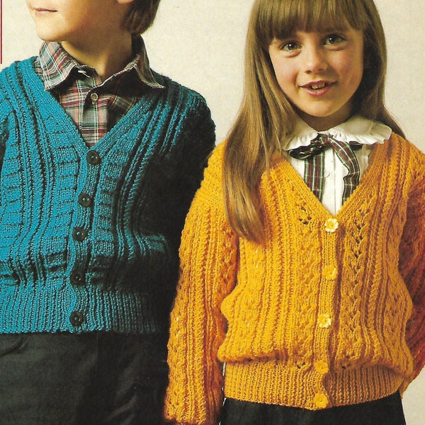 PDF knitting pattern boys girls cardigan sizes 22 to 30 inch double knitting digital download
