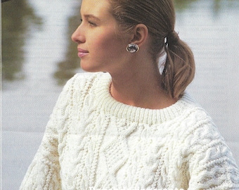 PDF Knitting pattern, women's ladies cable knitting jumper sweater Sizes 32-38 in