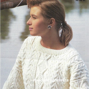 PDF Knitting pattern, women's ladies cable knitting jumper sweater Sizes 32-38 in