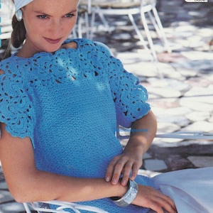 PDF Crochet pattern womens ladies summer cotton top double knitting sizes 28-42 in digital download