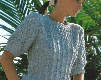modèle de tricot, pdf, haut pour femme, tailles 30-40 pouces, double tricot, téléchargement immédiat, téléchargement numérique