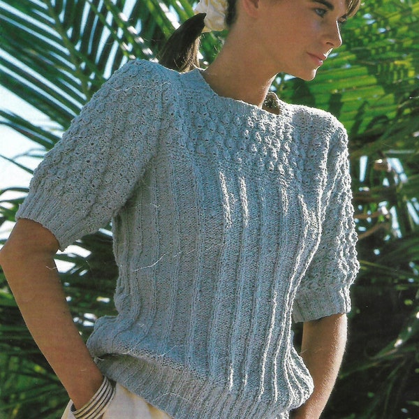 knitting pattern, pdf, women's ladies top, sizes 30-40 inch, double knitting, instant download, digital download