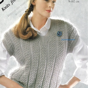 knitting pattern, women&#39;s, ladies slipover, vest top, sizes 30-40 inch, double knitting, pdf, digital download