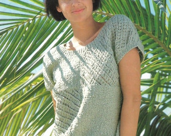 Knitting pattern ladies Lacy  summer Cotton Top Sizes 32-44 inch (PDF Download)