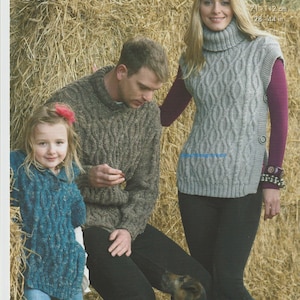 Stickmönster för kabelstickad tröja från Aran: Herr Dam Pojke Flickor (Storlekar 62-102 cm) (PDF-mönster)
