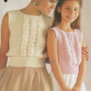 PDF knitting pattern womens ladies girls garter stitch summer sleeveless top sizes 26-40 inch