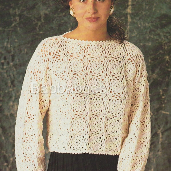 PDF Crochet pattern womens ladies square motif sweater DK sizes 30-36 in digital download