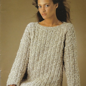 knitting pattern, pdf, digital download, ladies chunky fashion sweater, sizes 30-40 in