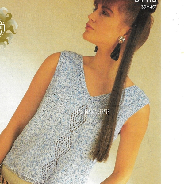 PDF Knitting Pattern women's ladies summer lacy vest top sizes 30-40 in Digital download