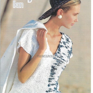 PDF knitting pattern womens ladies garter stitch easy knit top sizes 30-40 inch