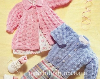 knitting pattern, baby, toddler, boys, girls, cardigan, matinee jacket sizes 14-20 in, pdf, digital download, instant download