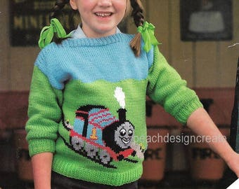 knitting pattern, Thomas the Tank Engine, sweater, jumper, boys, girls, pdf, digital download, instant download