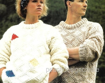 PDF knitting pattern, women's ladies men's jumper, sweater, chunky, quick knit, instant download, digital download