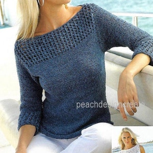 knitting pattern pdf, women's ladies, sweater, vest top, summer cotton, sizes 32-42 in, instant download, digital download