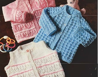 knitting pattern baby girls, toddler, three coat jacket selection, sizes 16-20 in, pdf, digital download