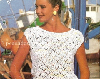 knitting pattern, women's, ladies top, sizes 30-38 in, pdf, digital download, instant download