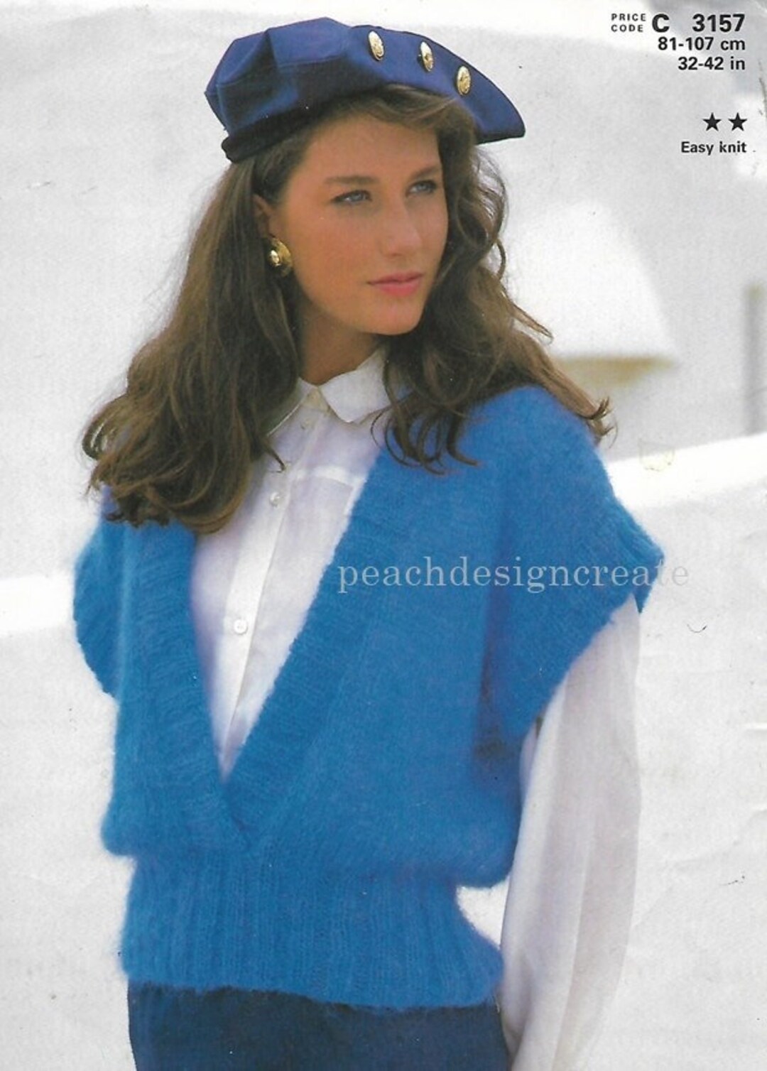 PDF Easy Knit, Knitting Pattern, Women's, Ladies Mohair Slipover, Vest Top, Sizes 3242 Inch
