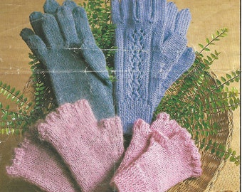 Lace Fingerless Gloves Knitting Pattern: Double Knitting (PDF)