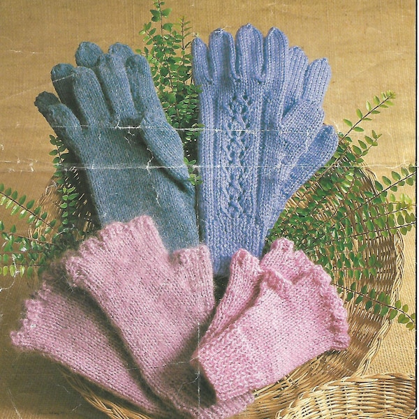 knitting pattern, gloves, fingerless gloves, mens, boys, ladies, girls, lace,  double knitting, pdf, digital download