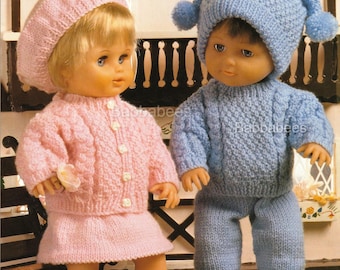 PDF knitting pattern dolls cable sweater cardigan & outfit digital download