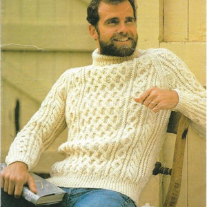 PDF Knitting Pattern, Men's, Ladies Aran, Cable, Knit, Sweater, Jumper ...